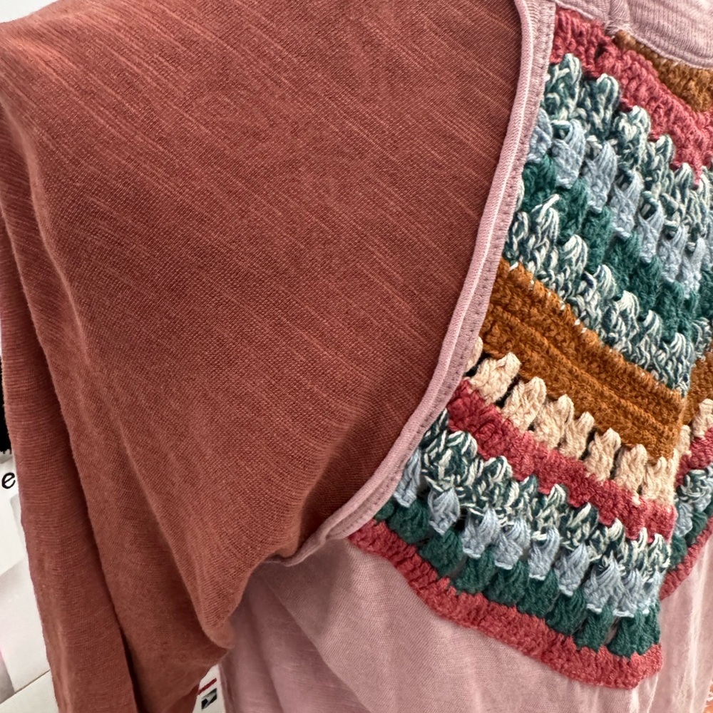 Free People We The Free Dusty Rose Embellished Boho Blouse Size S - Picture 10 of 15